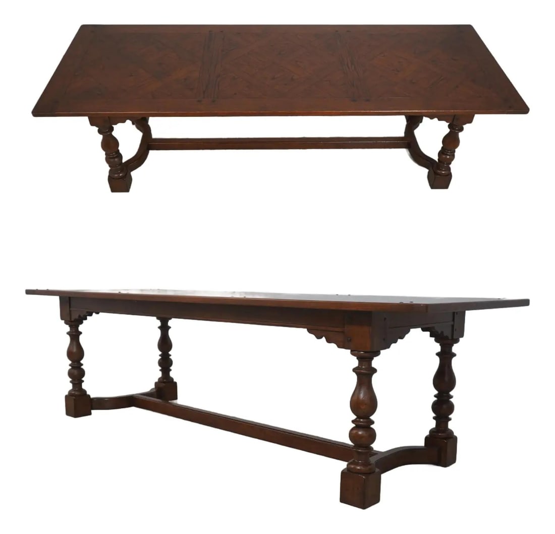 Jonathan Charles Churchman Chestnut Parquet Dining Table 105w x 38d x 30h (1 of 10)