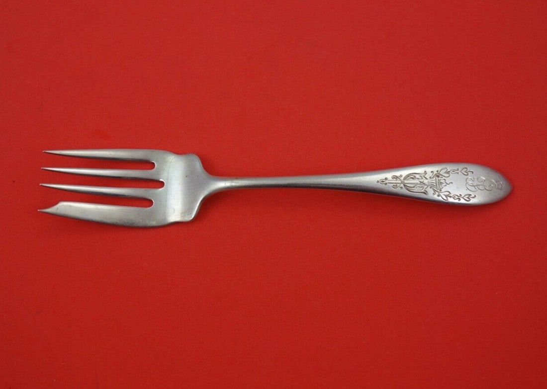 Wallace Priscilla Sterling Silver Salad Fork 6 Inch Monogrammed: Wallace Priscilla Sterling Silver Salad Fork 6 Inch Monogrammed This exquisite 6" salad fork is part of the Priscilla pattern by Wallace, crafted from high-quality sterling silver. Dating back to the 
