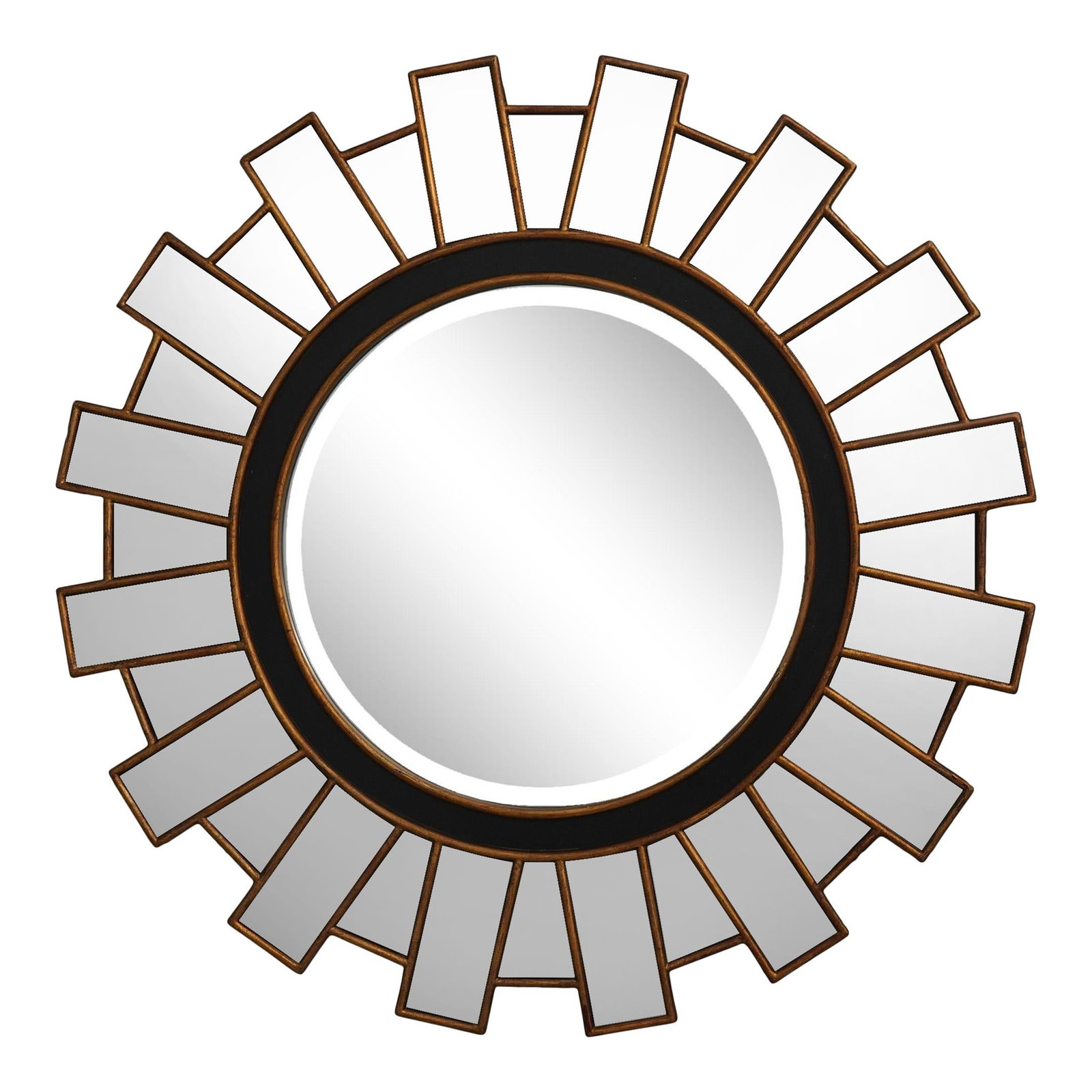 Vintage Black and Gold Modern Sunburst Decorative Mirror 42" (1 of 10)