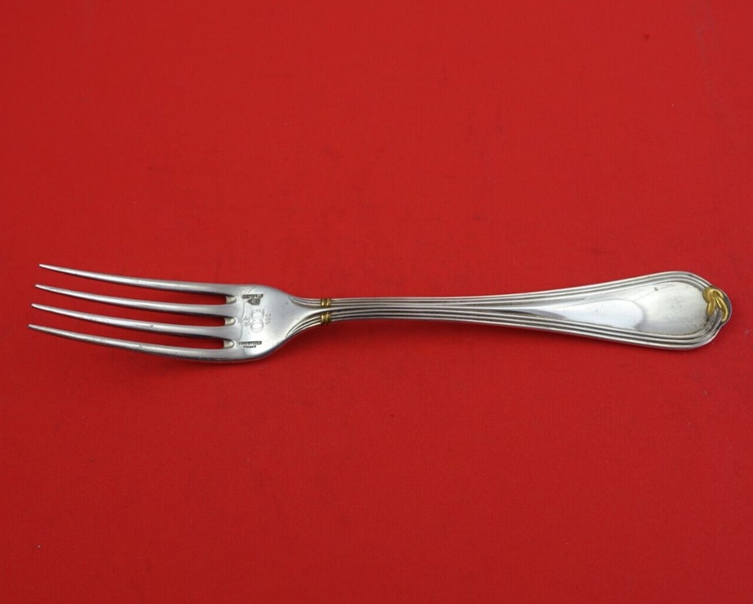 Christofle Oceana Gold Accent Sterling Silver Dinner Fork 8 1/8" OC .925 (1 of 3)