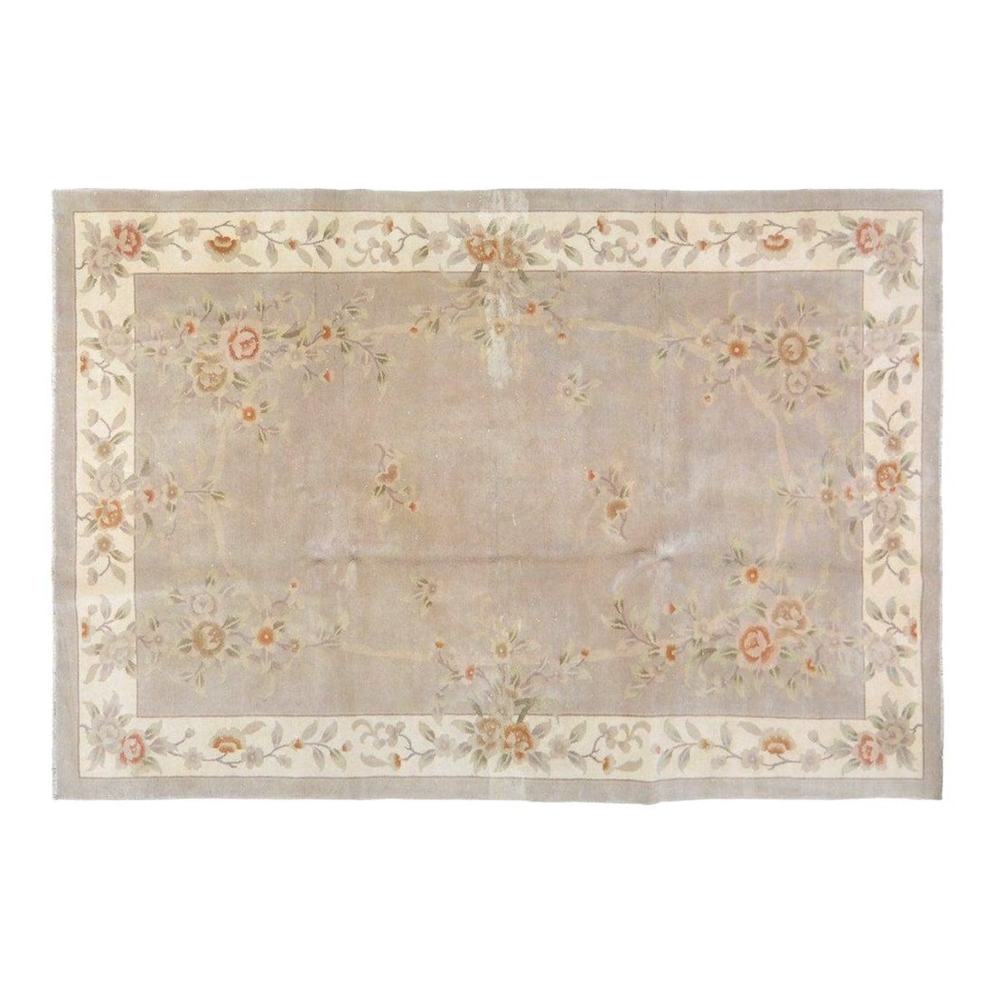 6'6" x 9'8" Hand-Knotted Wool Chinese Art Deco Rug: 6'6" x 9'8" Hand-Knotted Wool Chinese Art Deco Rug This vintage Chinese Art Deco rug is hand-knotted from wool, showcasing traditional craftsmanship with a modern design influence. Its durable and sof