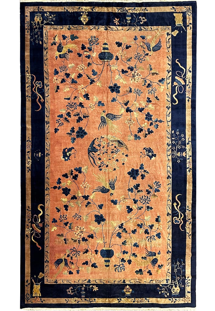 Beige 11.2 x 19 Hand-Knotted Antique Peking Area Rug: Beige 11.2 x 19 Hand-Knotted Antique Peking Area Rug Free continental US Shipping Discover the exquisite beauty of the 11.2' x 19' Beige Antique Peking Rug, a stunning representation of timeless craft