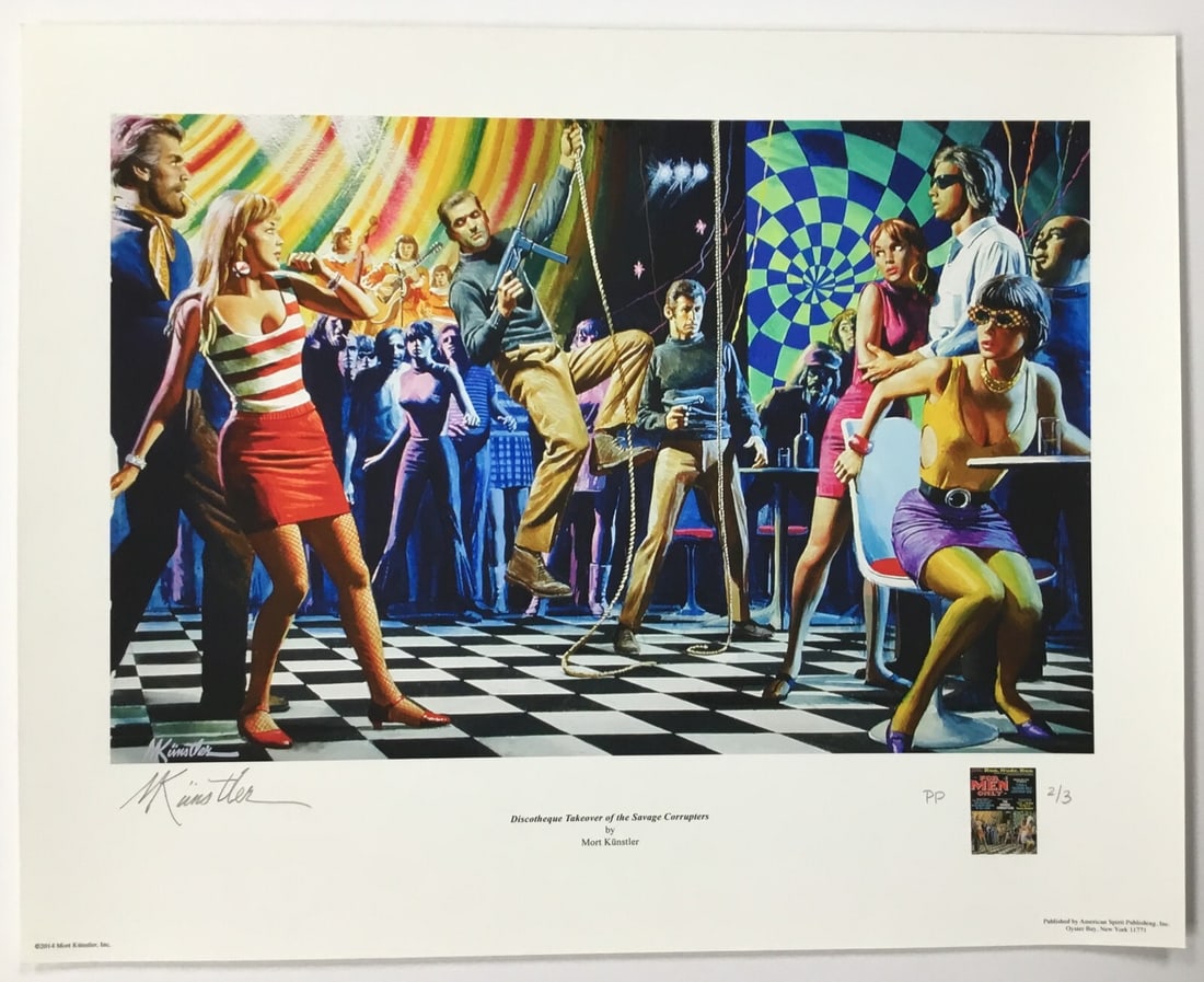 Mort Kunstler Discoteque Takeover Limited Edition Giclee Print Signed 2014: Mort Kunstler Discoteque Takeover Limited Edition Giclee Print Signed 2014 This limited edition giclee print titled "Discoteque Takeover" by renowned artist Mort Kunstler captures a vivid scene in ill