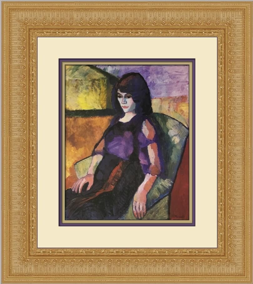 Axel Revold Italian Woman Custom Framed Print 1991 Impressionism: Axel Revold Italian Woman Custom Framed Print 1991 Impressionism This exquisite custom framed print titled "Italian Woman" by artist Axel Revold showcases a stunning impressionist style. Created in 19