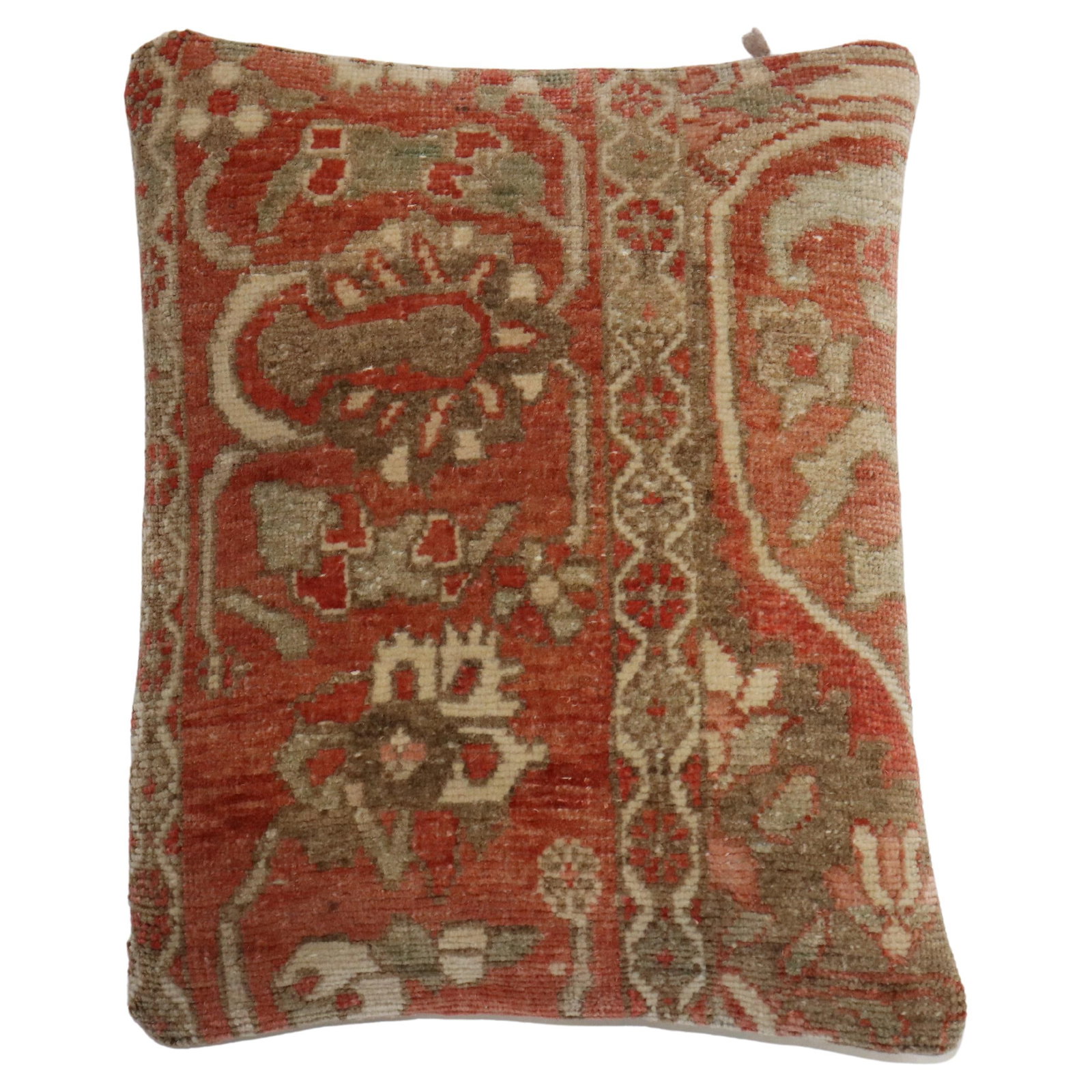 Zabihi Collection Tabriz Antique Terracotta Persian Rug Pillow 16 x 20 (1 of 4)