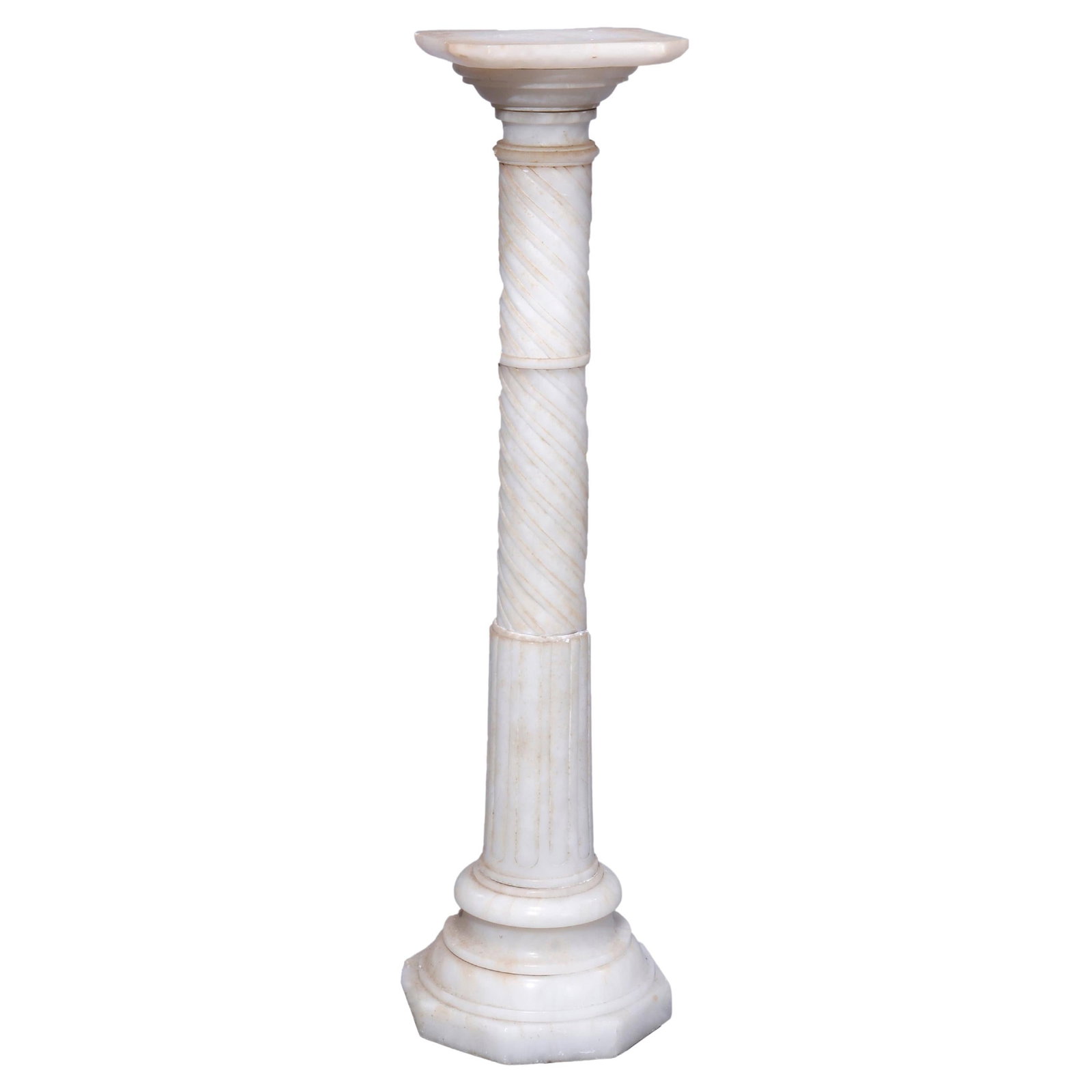 Neoclassical Alabaster Rope Twist Pedestal European Circa 1890 (1 of 16)