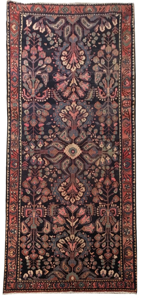 Handmade Persian Hamadan Rug 4.5 x 9.6 Dark Purple Wool: Handmade Persian Hamadan Rug 4.5 x 9.6 Dark Purple Wool Free continental US Shipping Elevate your home decor with this stunning Dark Purple Persian Hamadan Rug, expertly handcrafted by skilled Persian