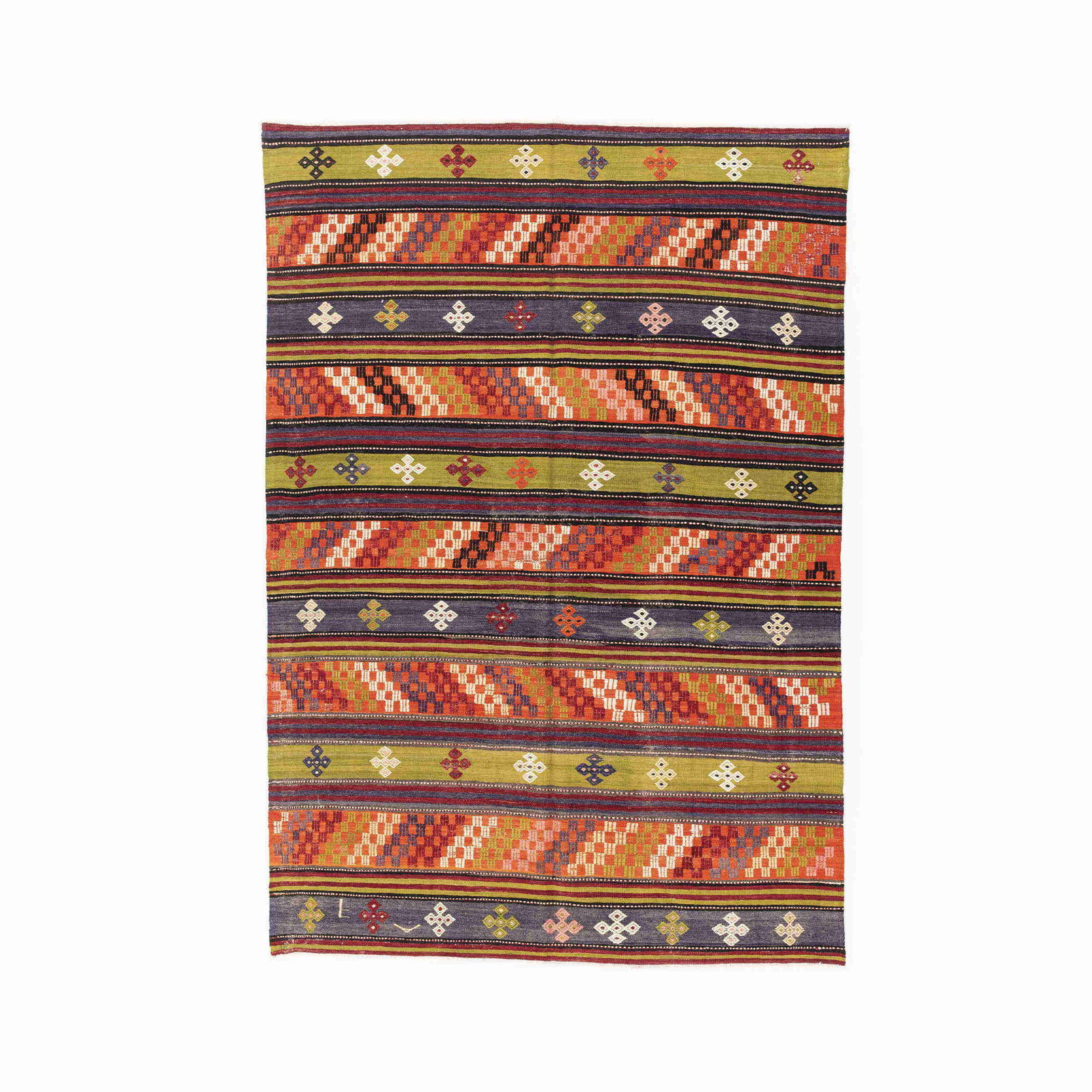 Authentic Handmade Anadol Wool Kilim 76.4 x 110.2: Authentic Handmade Anadol Wool Kilim 76.4 x 110.2 Experience the beauty of traditional craftsmanship with this Authentic Handmade Anadol Wool On Wool Kilim. This stunning piece is meticulously crafted