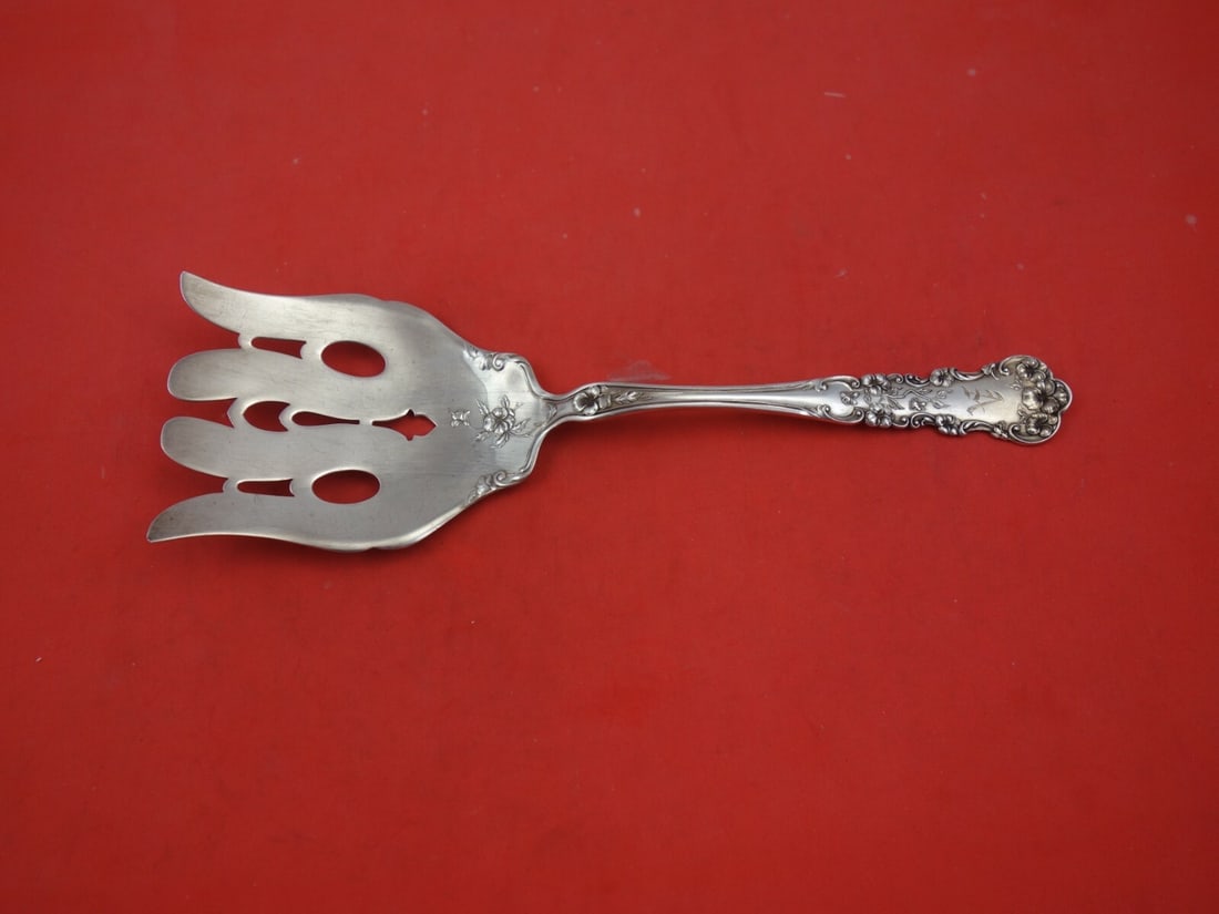 International Sterling Silver Pansy Serving Fork 9 1/8 Vintage Monogrammed (1 of 2)