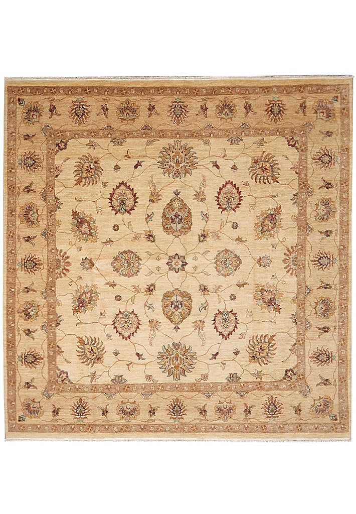 9 x 9 Feet Square Chobi Peshawar Hand Knotted Wool Rug: 9 x 9 Feet Square Chobi Peshawar Hand Knotted Wool Rug Free continental US Shipping This square Chobi Peshawar rug measures 9 x 9 feet and is hand-knotted from high-quality natural wool. It features a