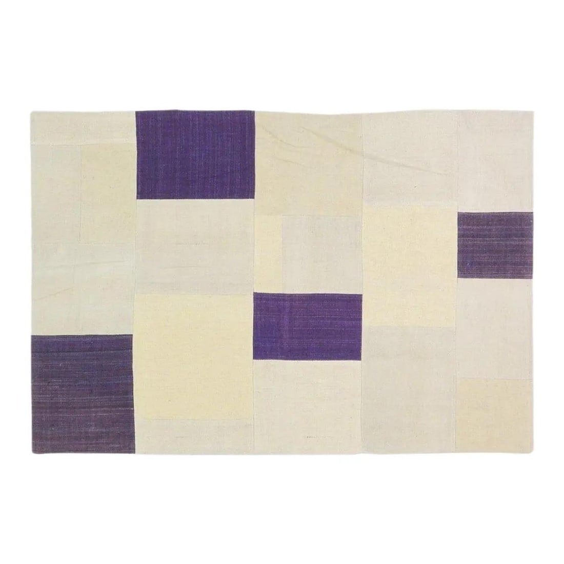 Handcrafted Wool Flatweave Patchwork Area Rug 3'3" x 5' Turkish Design: Handcrafted Wool Flatweave Patchwork Area Rug 3'3" x 5' Turkish Design This vintage Turkish patchwork flatweave rug is crafted from wool using traditional rug-making techniques. The rug combines timel