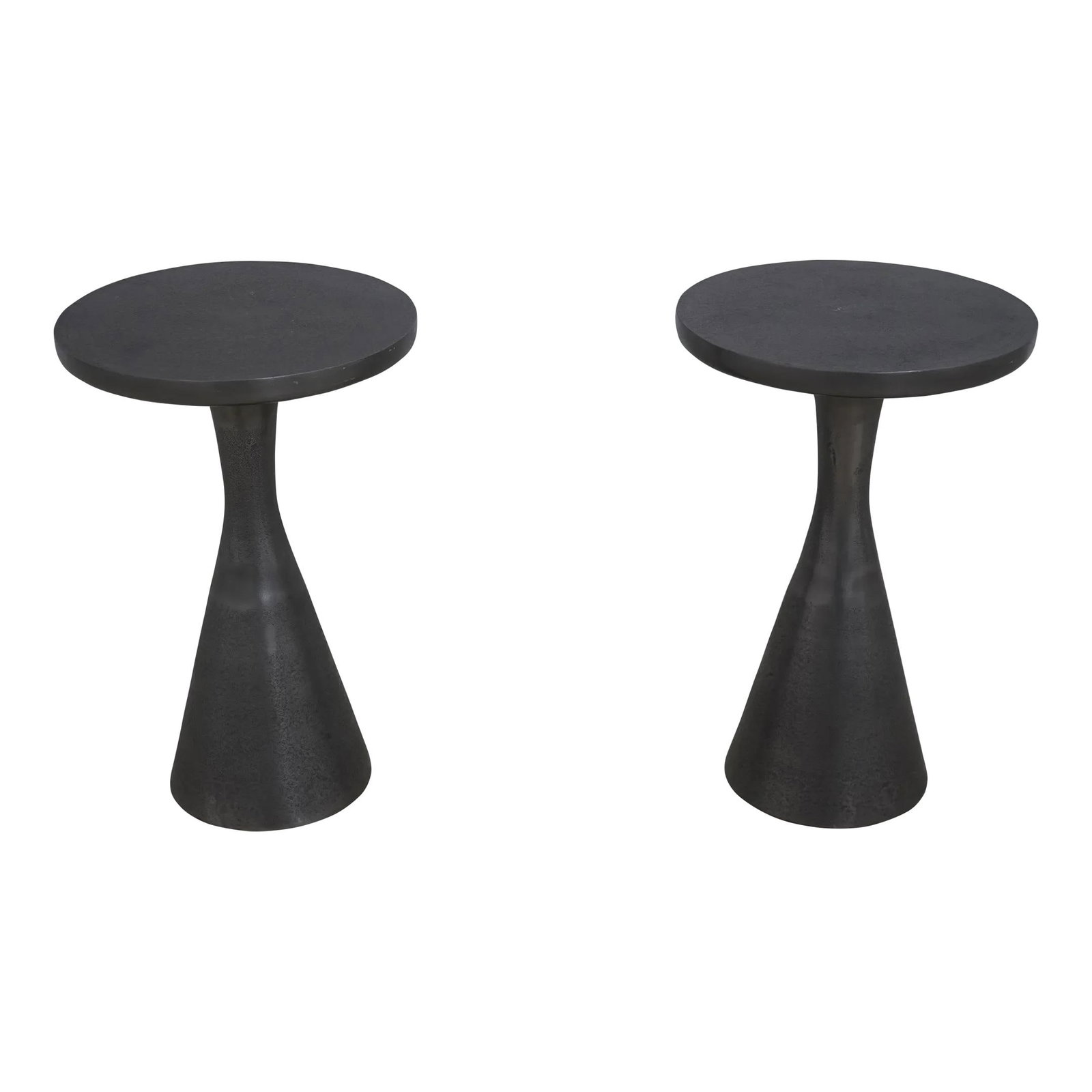 Unique Pair of Black Distressed Aluminum Modern End Tables (1 of 9)