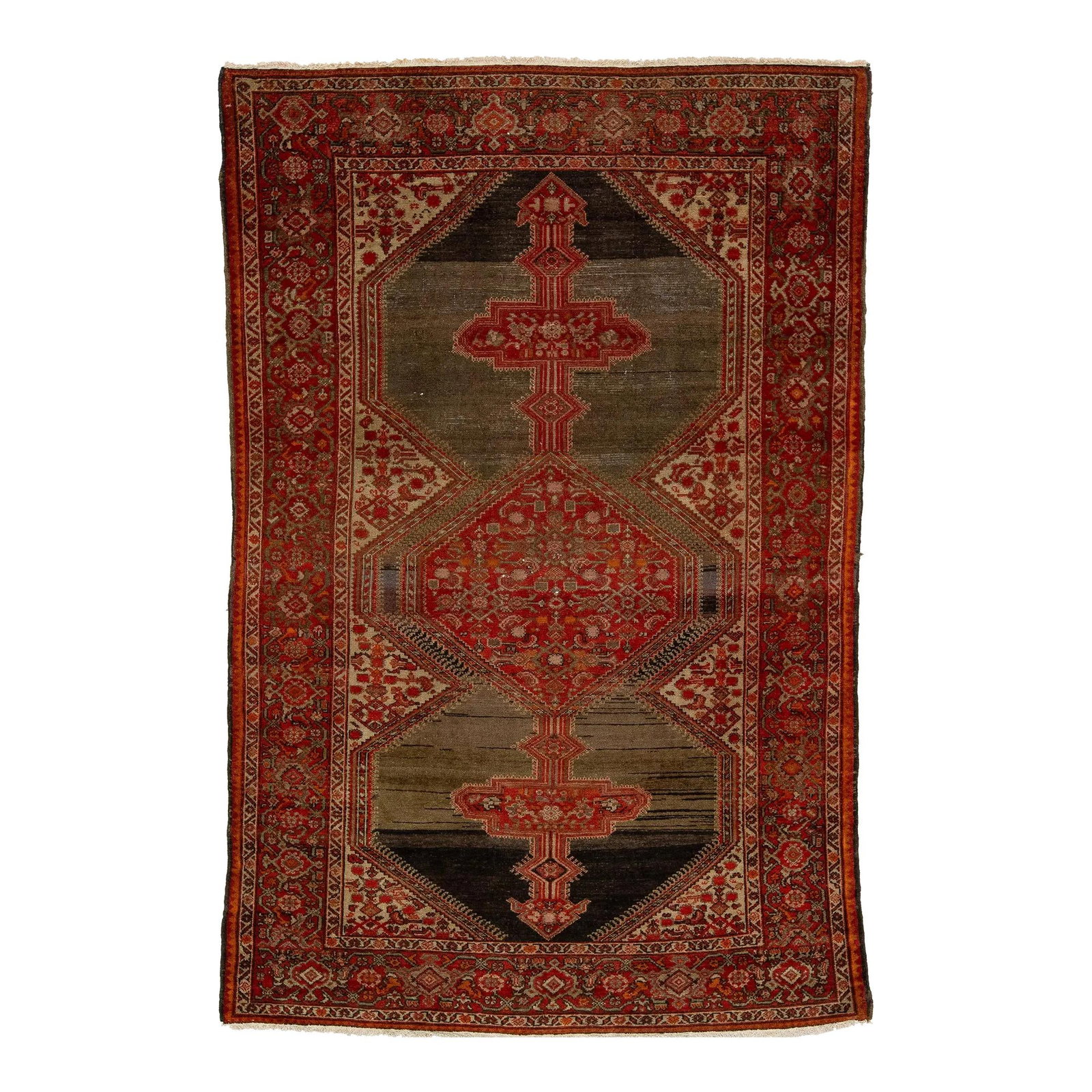 Handmade 20th Century Persian Malayer Wool Rug Tribal Design Brown: Handmade 20th Century Persian Malayer Wool Rug Tribal Design Brown Discover the charm of this 20th-century handmade Persian Malayer scatter rug. Featuring a rich brown field adorned with vibrant red a