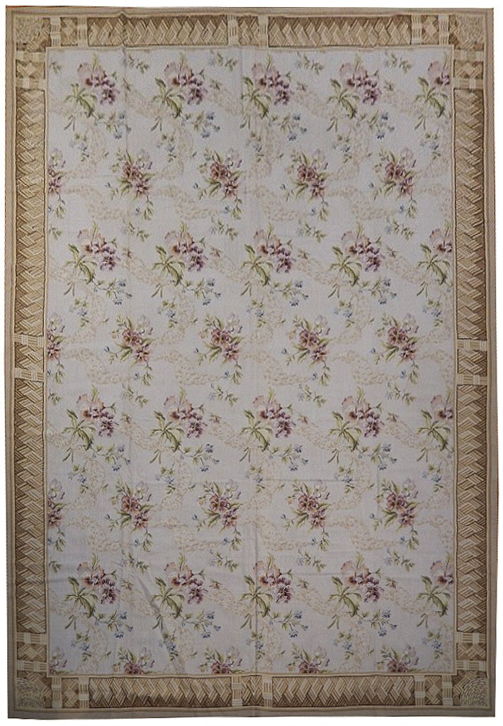 Luxurious 10' x 13' 10" Ivory Double Knot French Country Rug: Luxurious 10' x 13' 10" Ivory Double Knot French Country Rug Free continental US Shipping Discover the luxurious 10' x 13' 10" Double Knot French Country Rug, a perfect blend of elegance and craftsman