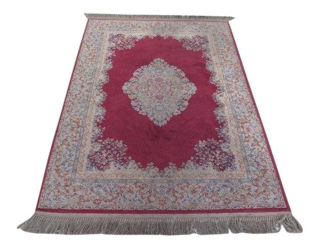 Vintage Karastan Kirman Medallion Area Rug Red 4'4'' x 6'9'': Vintage Karastan Kirman Medallion Area Rug Red 4'4'' x 6'9'' Discover this exquisite 1980s Karastan Kirman area rug, a stunning addition that brings elegance to any space. Measuring 4'4'' x 6'9'', thi