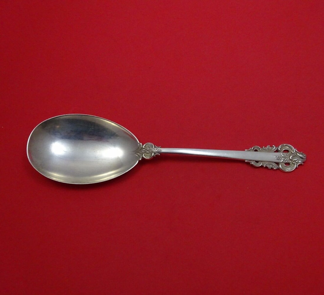 Camusso Grande Monarch Sterling Silver Ovoid Serving Spoon 10 5/8 inches: Camusso Grande Monarch Sterling Silver Ovoid Serving Spoon 10 5/8 inches Elevate your dining experience with the Grande Monarch by Camusso Vegetable Serving Spoon. Crafted from high-quality sterling s