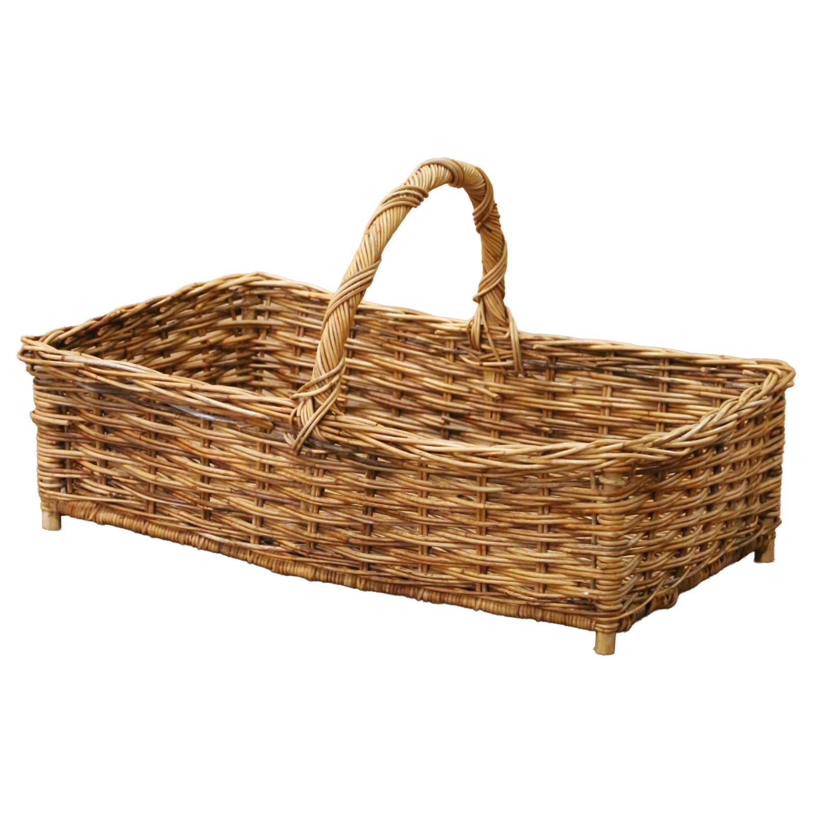 French Country Wicker Market Basket with Oak Twisted Handle (1 of 9)