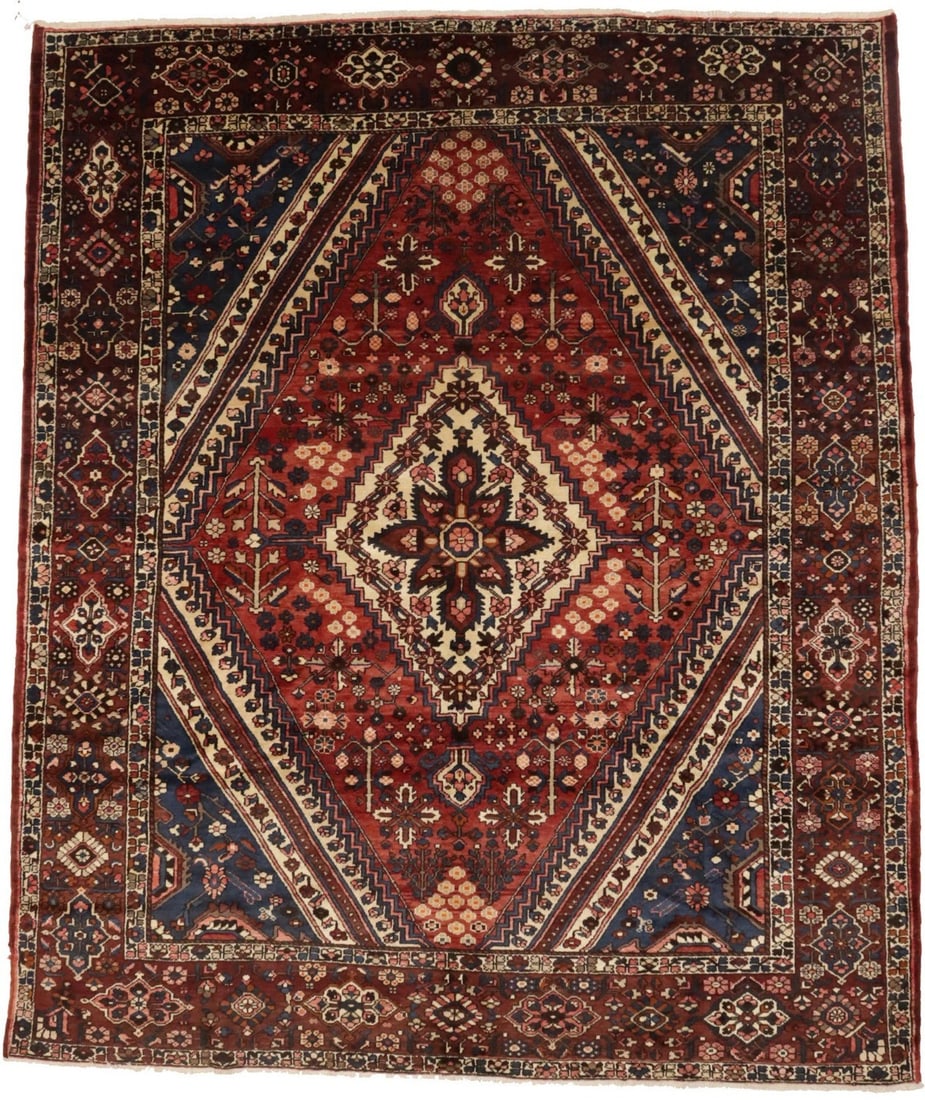 Vintage Semi-Antique Handmade Wool Oriental Rug Floral Design 12'7 x 10'9: Vintage Semi-Antique Handmade Wool Oriental Rug Floral Design 12'7 x 10'9 Enhance your space with this stunning semi-antique handmade Oriental rug, perfect for farmhouse decor. Measuring 12'7" x 10'9"
