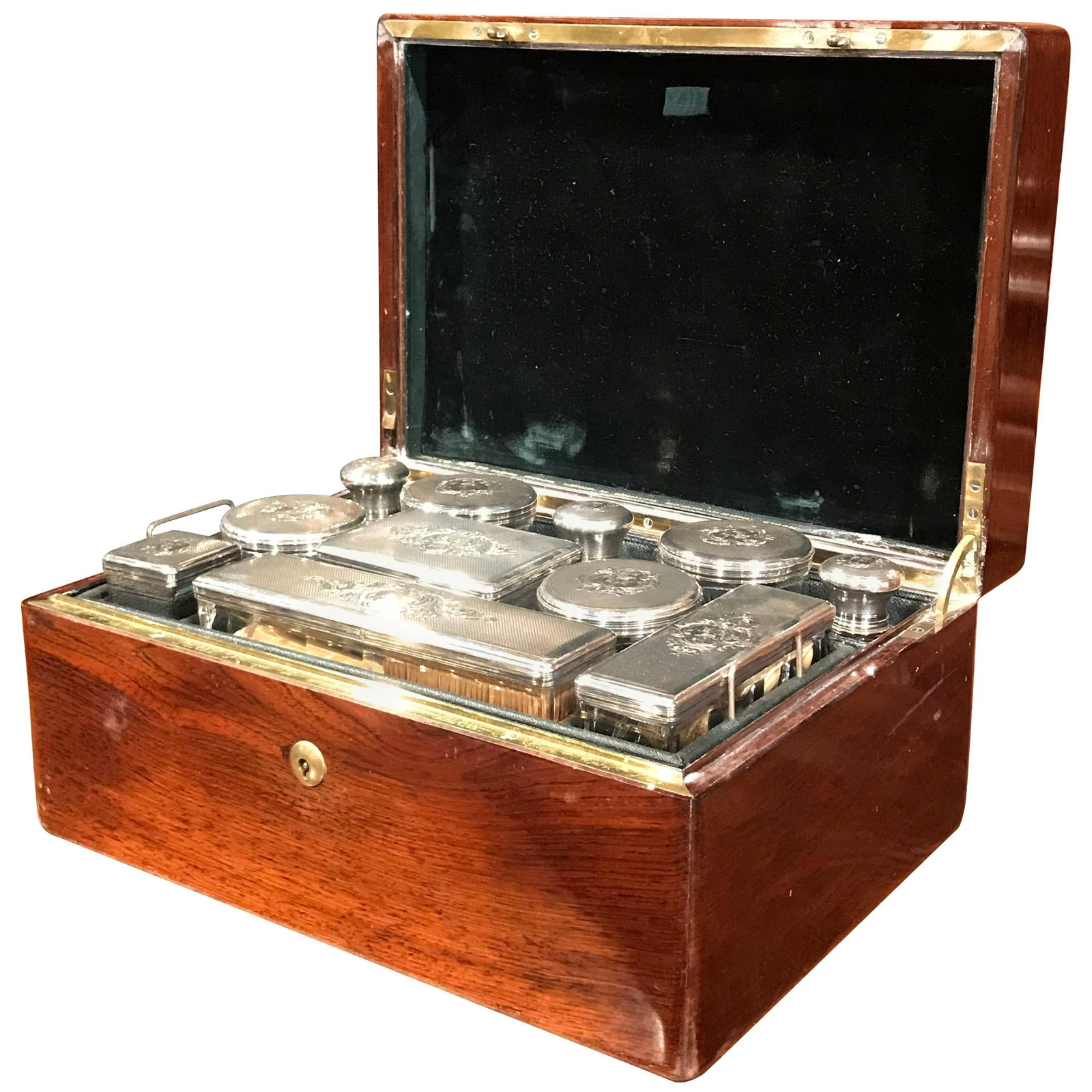 Napoleon III French rosewood travel vanity case by Perret circa 1855 (1 of 10)