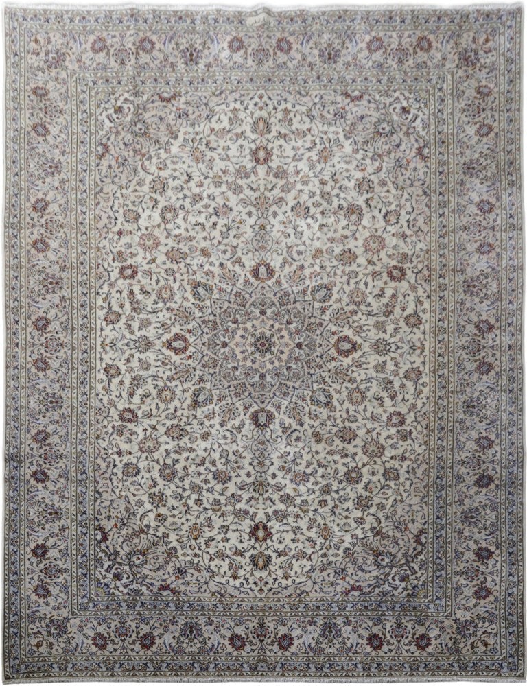 Ivory Handcrafted Persian Kashan Rug 9'10 x 13'2 Signed Master Weaver (1 of 6)