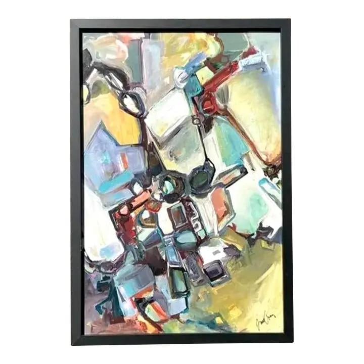 Jane Tracy abstract oil painting framed board 21.5 x 31.5 (1 of 10)