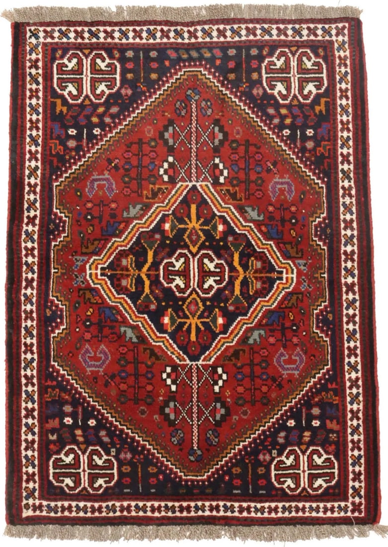 Handmade Tribal Oriental Wool Rug 3'6x5'0 Vintage Geometric Design: Handmade Tribal Oriental Wool Rug 3'6x5'0 Vintage Geometric Design Enhance your living space with this exquisite Handmade Tribal Oriental Rug, measuring 3'6" x 5'0". Crafted in Western Asia, this area