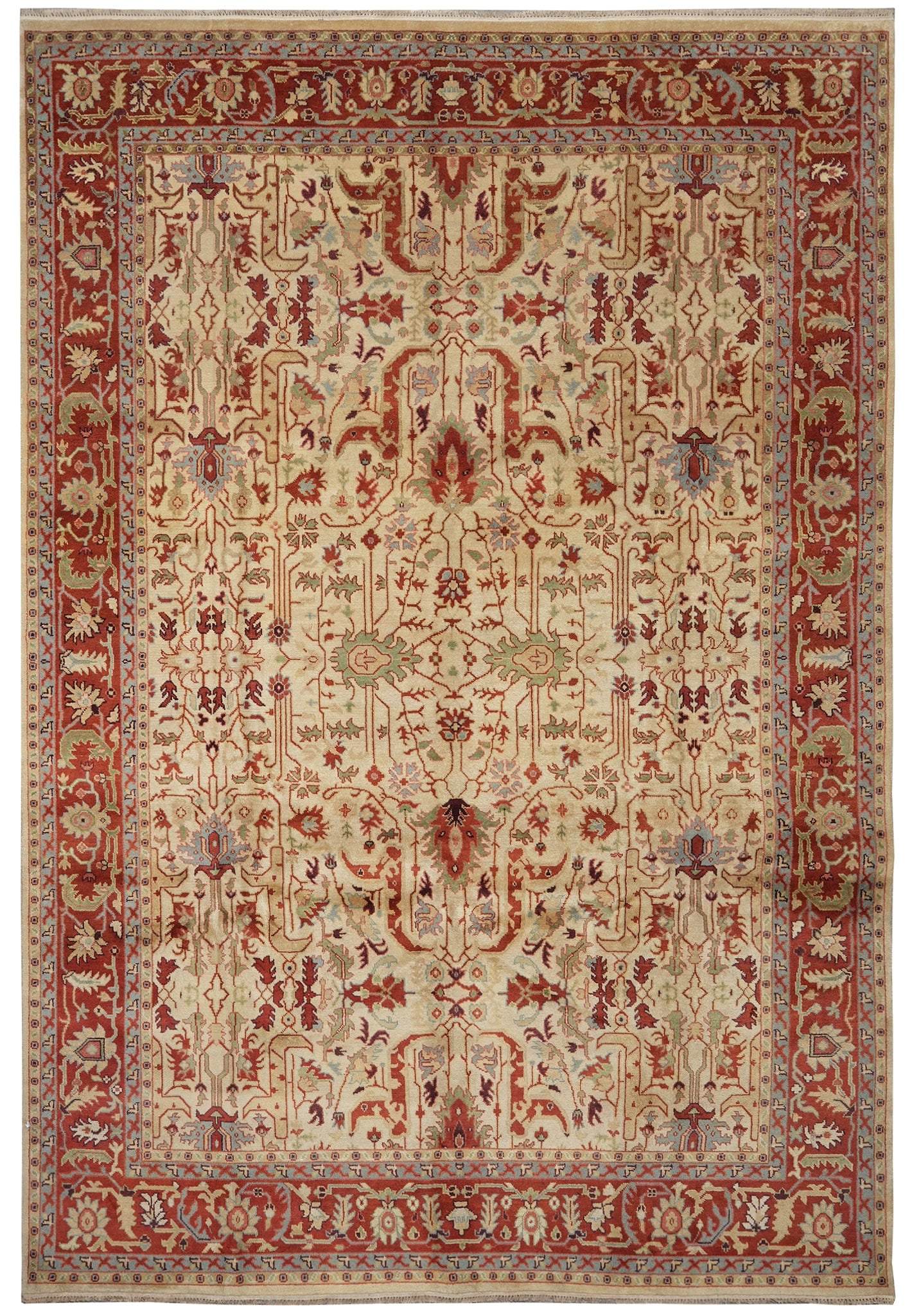 Handmade Zigler Rug 10 x 14 ft Wool Persian Floral Design: Handmade Zigler Rug 10 x 14 ft Wool Persian Floral Design Free continental US Shipping This 10 x 14 handmade Zigler rug exemplifies traditional Persian-inspired craftsmanship, featuring a hand-knotted