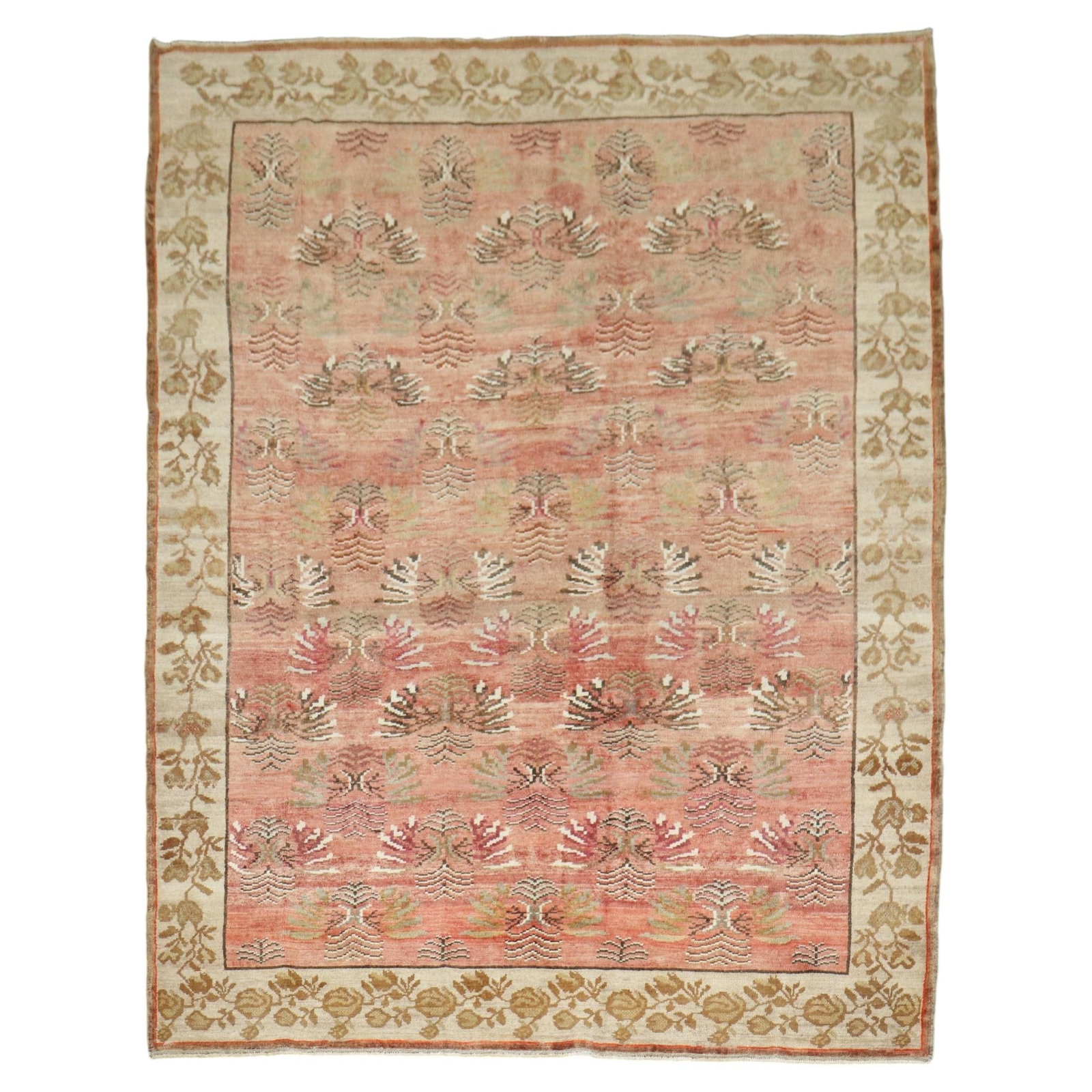 Mid-20th Century Turkish Kars Hand-Knotted Wool Floral Rug 7' 9" x 9' 5": Mid-20th Century Turkish Kars Hand-Knotted Wool Floral Rug 7' 9" x 9' 5" This mid-20th-century Turkish Kars floral room-size rug features an Islamic style and is hand-knotted in wool. It originates fr