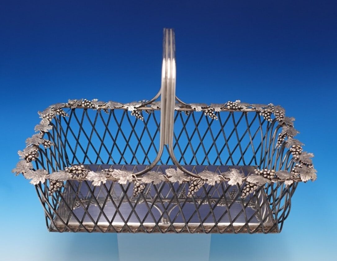 Italian Sterling Silver Grape Wine Caddy 61ozt Elegant Design (1 of 11)
