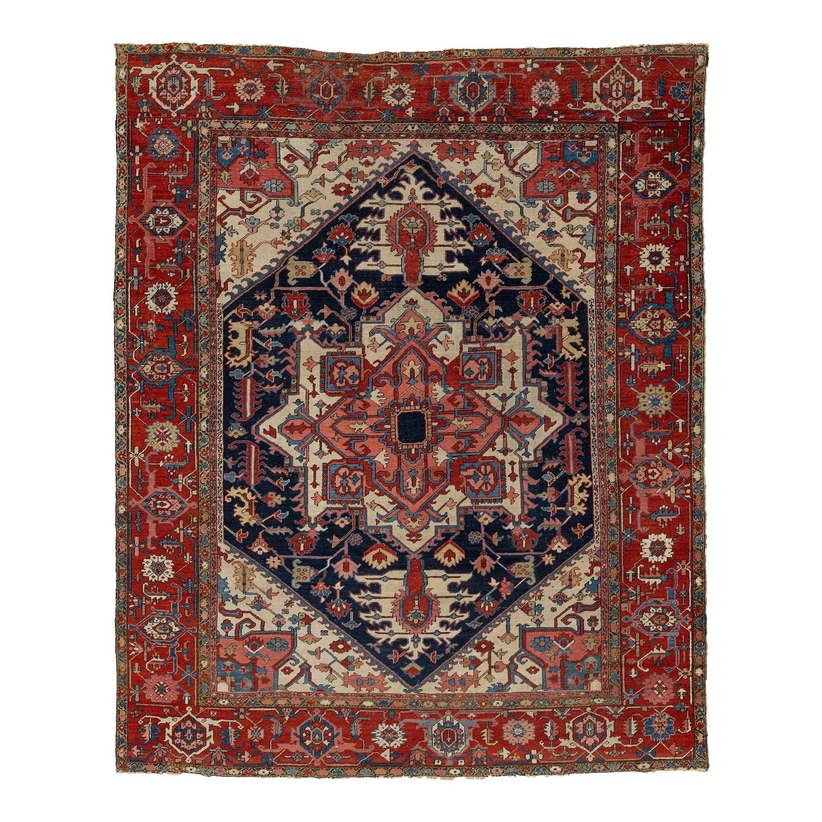 Antique Persian Heriz Wool Rug 9'4 x 11'5 Blue Allover Pattern (1 of 9)