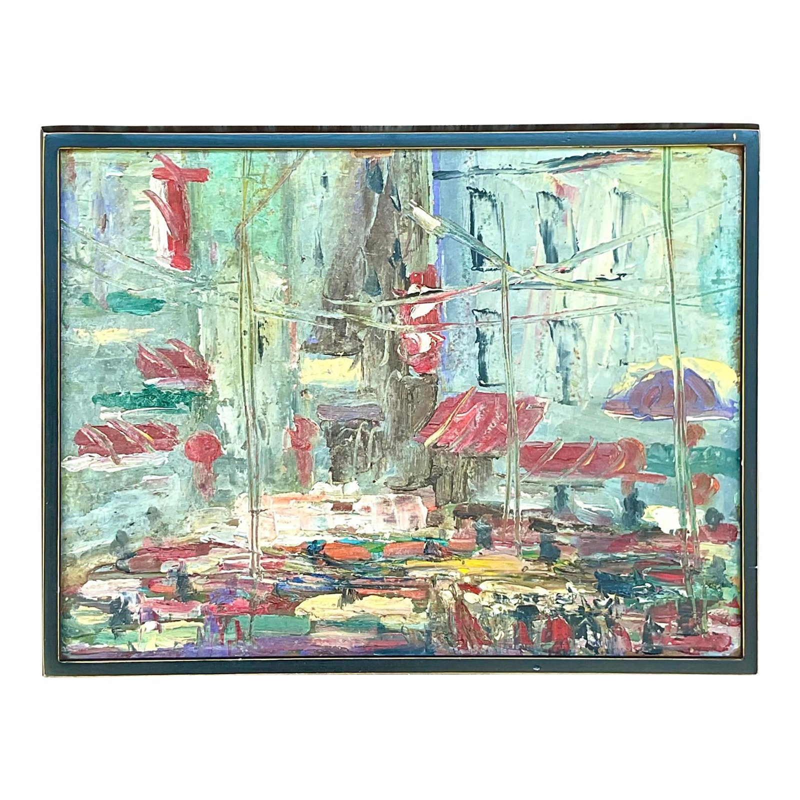 Vintage Boho Original Oil Painting French Street Scene (1 of 7)
