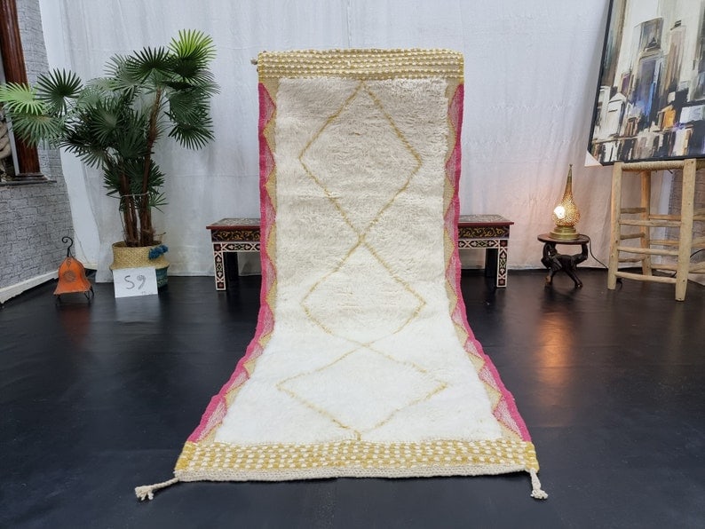 Authentic Handmade Moroccan Berber Runner Rug 2.62 x 6.56 feet: Authentic Handmade Moroccan Berber Runner Rug 2.62 x 6.56 feet Enhance your living space with this Beautiful Authentic Soft White Handmade Moroccan Berber Runner Rug. Skillfully handwoven by local Ber