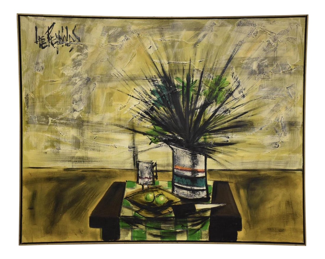 1967 Lee Reynolds Vintage Modern Abstract Oil Painting: 1967 Lee Reynolds Vintage Modern Abstract Oil Painting This stunning 1967 vintage modern oil painting by Lee Reynolds features a captivating blend of yellow and black in an abstract and impressionist 