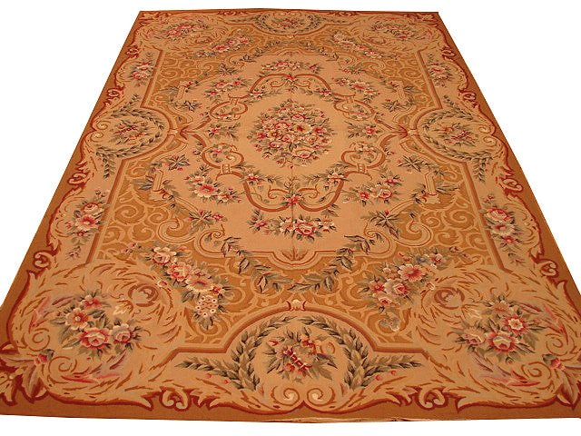 5'10 x 9' Beige Hand-Knotted Needlepoint Area Rug from China: 5'10 x 9' Beige Hand-Knotted Needlepoint Area Rug from China Free continental US Shipping Transform your living space with this elegantly crafted 5' 10" x 9' Beige Needlepoint Rug. Handmade in China, 