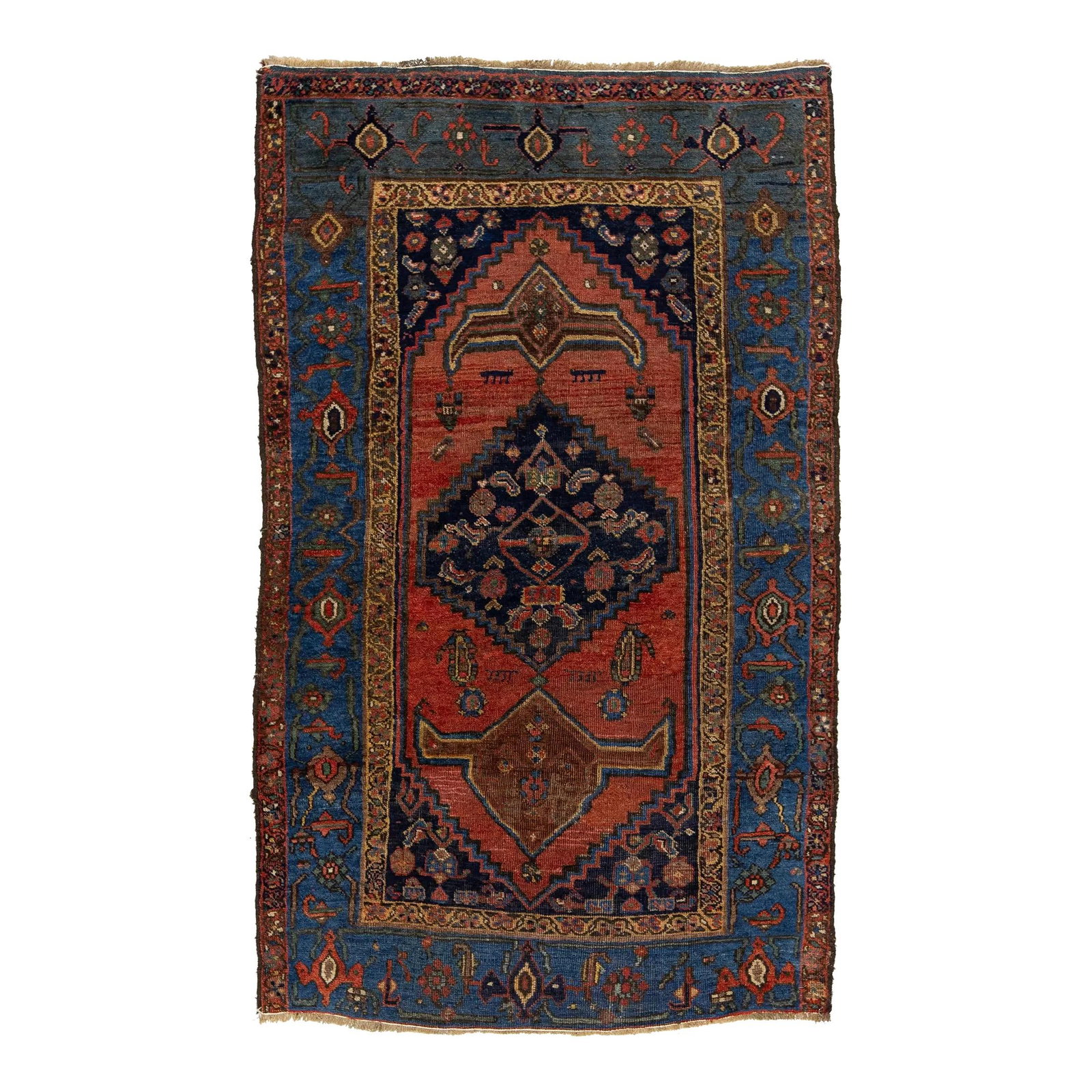 Antique Persian Bidjar Handmade Wool Rug Red Floral 3'8 x 6'1: Antique Persian Bidjar Handmade Wool Rug Red Floral 3'8 x 6'1 Discover the timeless elegance of this antique Persian Bidjar wool rug, meticulously handcrafted to showcase its unique charm. The rug fea