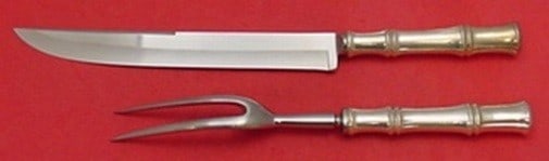 Tiffany Co Bamboo Sterling Silver 2 Piece Roast Carving Set (1 of 1)