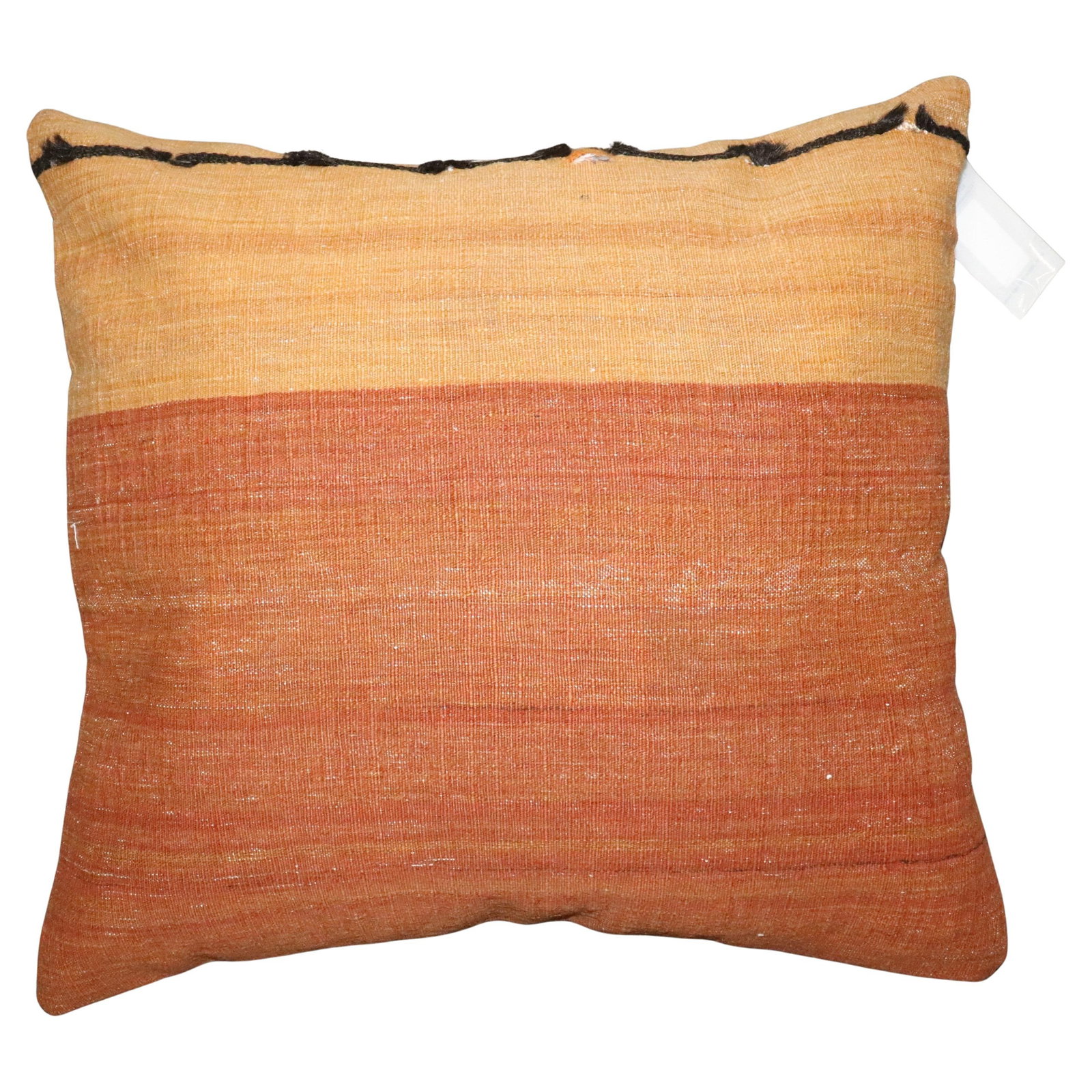 Mid Century Turkish Kilim Wool Pillow in Zabihi Collection Style 23 x 24 Inch: Mid Century Turkish Kilim Wool Pillow in Zabihi Collection Style 23 x 24 Inch This minimalist pillow is crafted from a vintage Turkish kilim and features a Futurist style. Made with a blend of cotton,