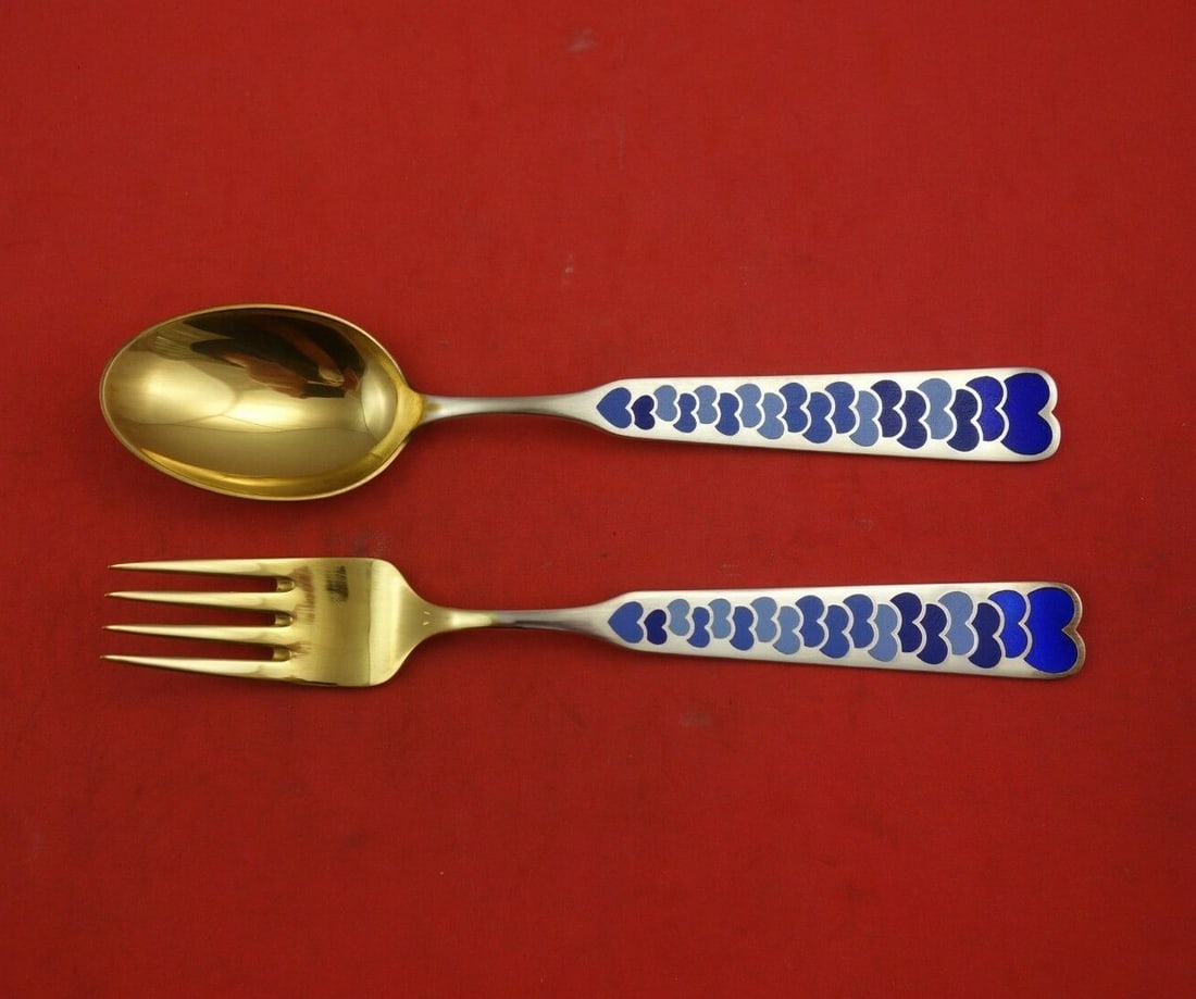 A. Michelsen 1944 Christmas Sterling Silver Fork and Spoon Set 2pc Vermeil (1 of 3)