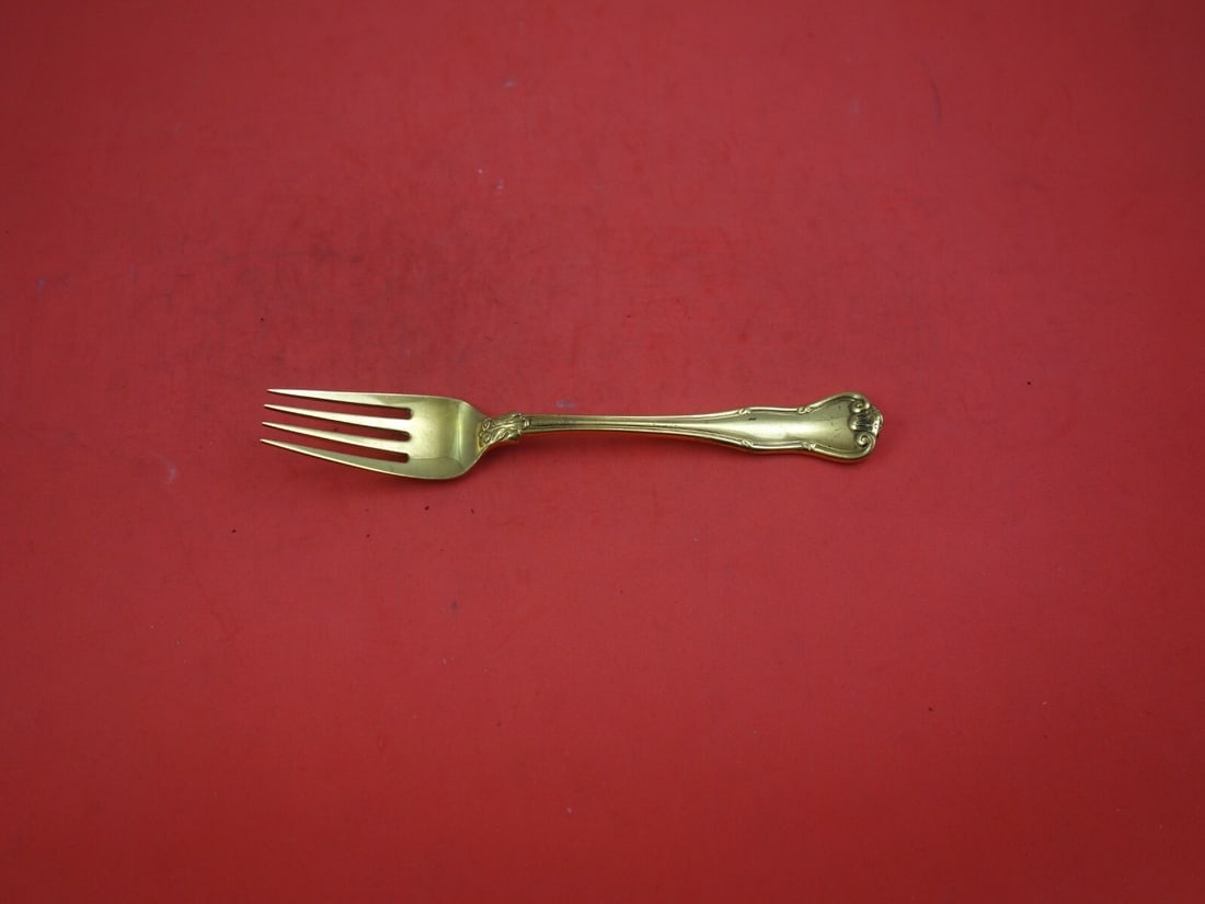 Tiffany & Co. Provence Sterling Silver Dessert Fork Vermeil 6 3/4": Tiffany & Co. Provence Sterling Silver Dessert Fork Vermeil 6 3/4" This exquisite Provence dessert fork from Tiffany & Co. is crafted from sterling silver and features a luxurious vermeil (gold) finis