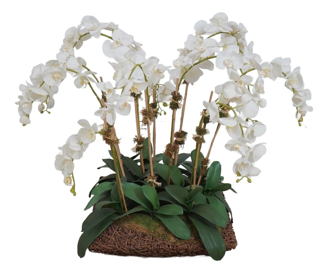 Large Silk Orchid Floral Arrangement in Woven Basket (1 of 10)