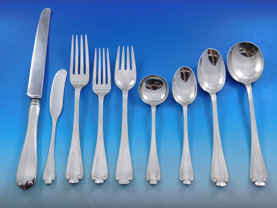 Tiffany Flemish Sterling Silver 76 Piece Flatware Service: Tiffany Flemish Sterling Silver 76 Piece Flatware Service This is a 76-piece sterling silver flatware set in the Flemish pattern by Tiffany & Co., designed in 1911 as a refined modification of the Eng