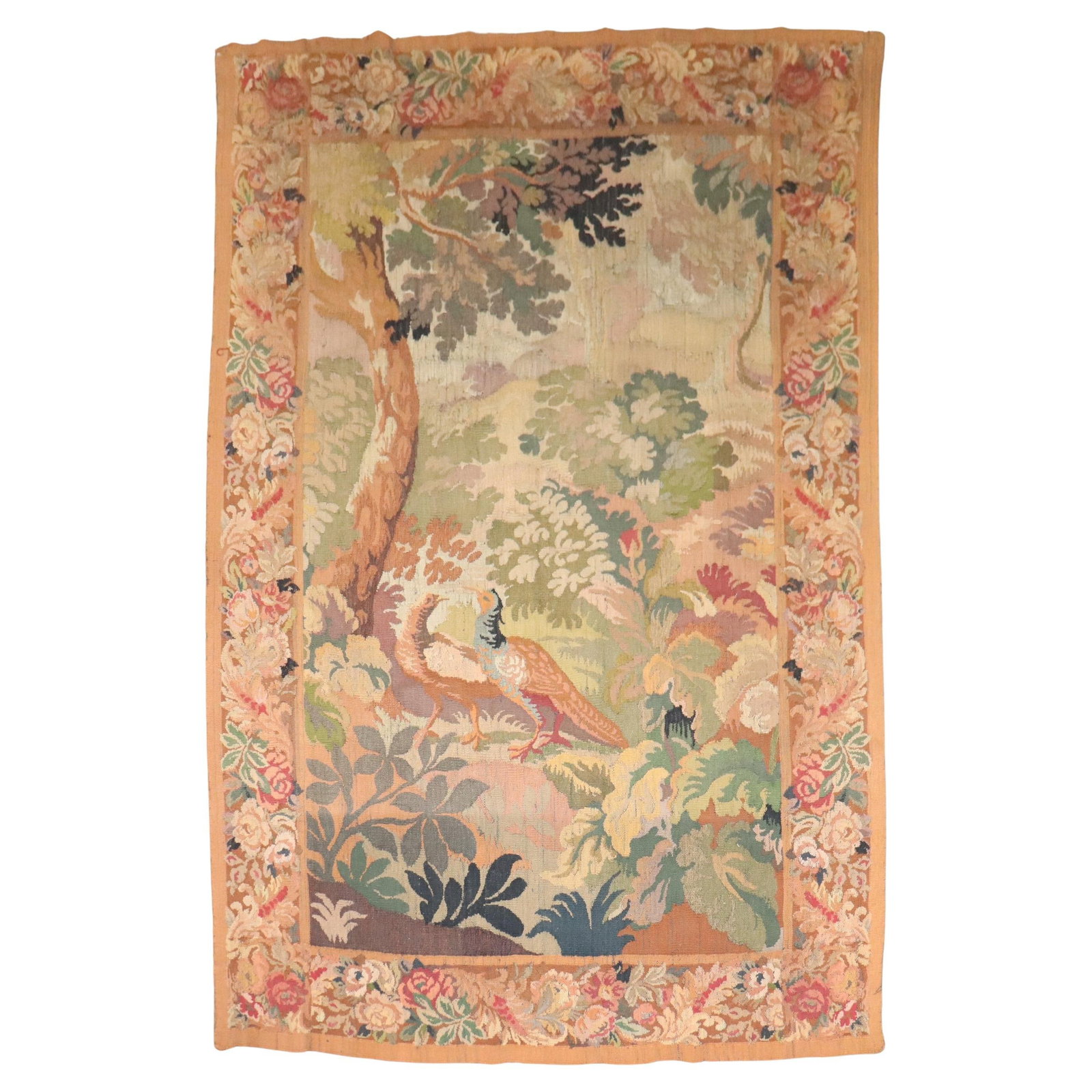 Early 20th Century Belgian Wool Hand Loomed Belle Epoque Tapestry Rug 55 x 83 in (1 of 8)