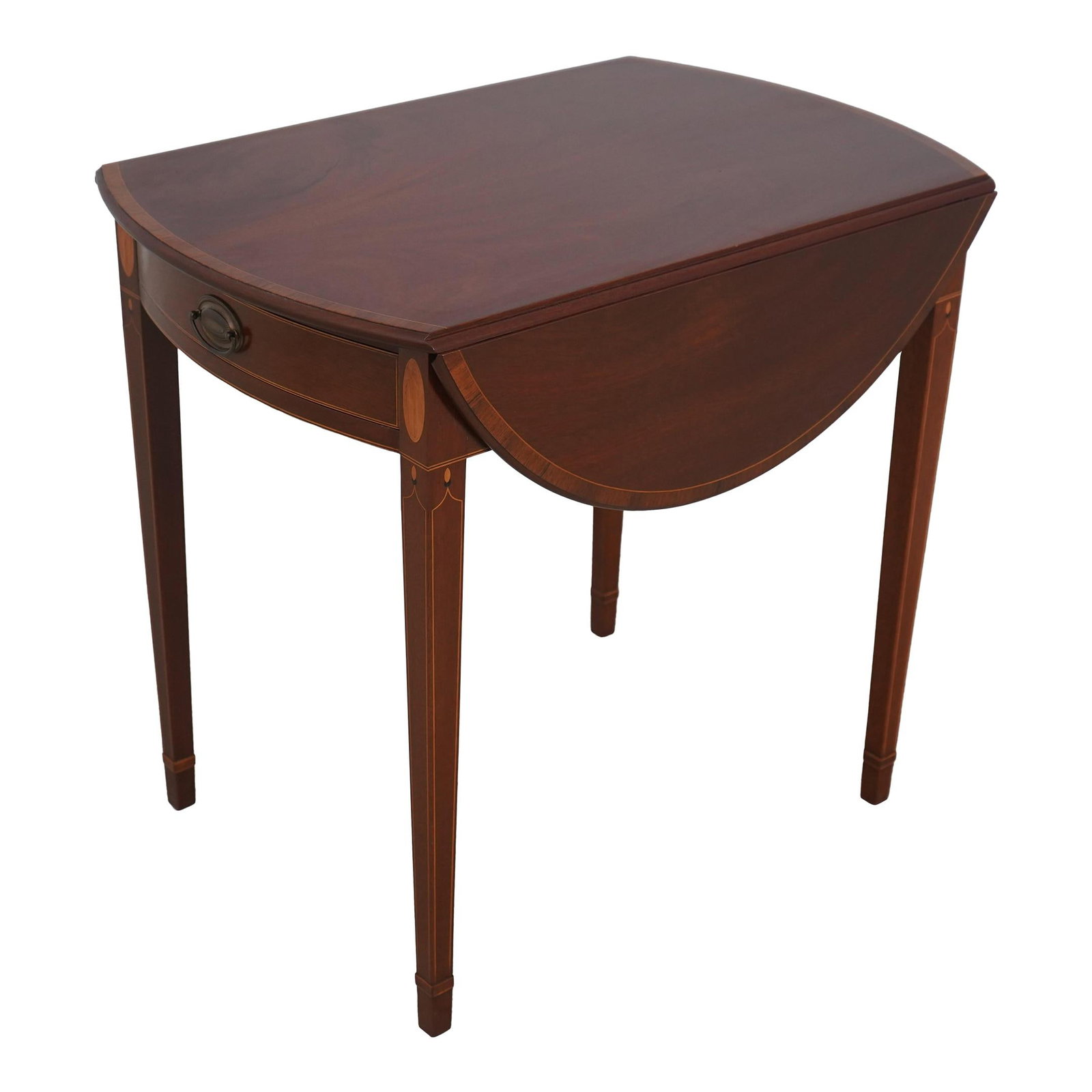 Kittinger Biggs Mahogany Federal Style Pembroke Table with Inlay: Kittinger Biggs Mahogany Federal Style Pembroke Table with Inlay This exquisite Kittinger Pembroke table showcases a classic Federal style with elegant inlays and a rich mahogany finish. Designed for 