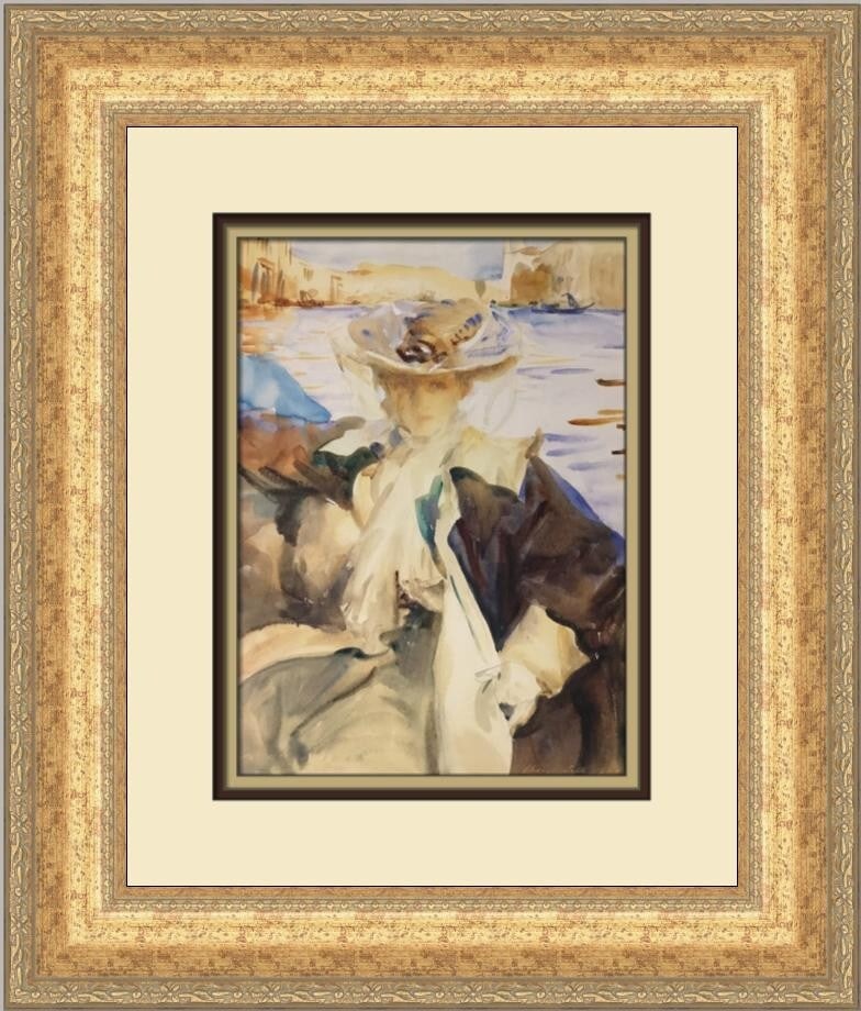 John Singer Sargent Jane de Glehn in a Gondola Custom Framed Print 19x16: John Singer Sargent Jane de Glehn in a Gondola Custom Framed Print 19x16 This exquisite custom framed print features John Singer Sargent's captivating artwork titled "Jane de Glehn in a Gondola." It s