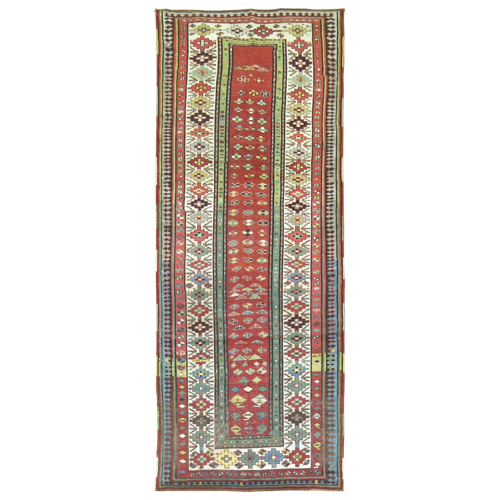 Late 19th Century Talish Wool Hand Woven Runner: Late 19th Century Talish Wool Hand Woven Runner This is a late 19th-century Caucasian Talish runner, hand-woven in the Kazak style using fine wool. The rug features a long, narrow format with earth re