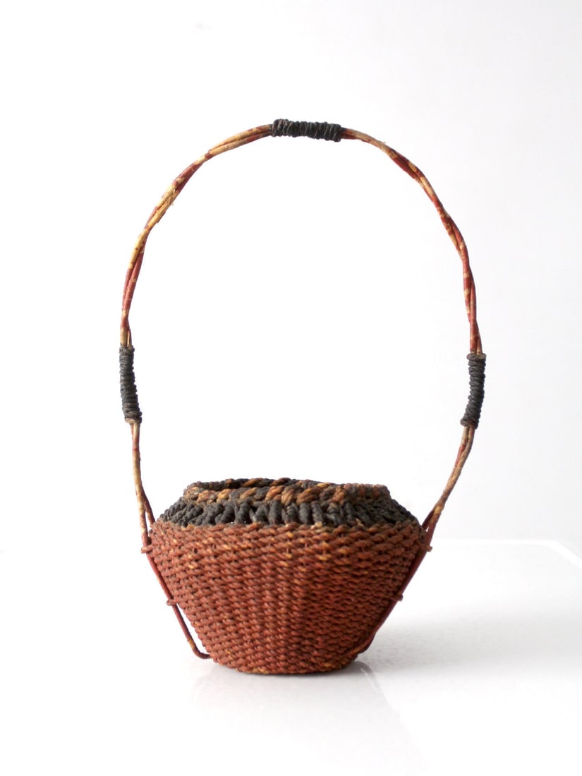 Early 20th Century Handwoven Southeast Asian Folk Basket (1 of 14)