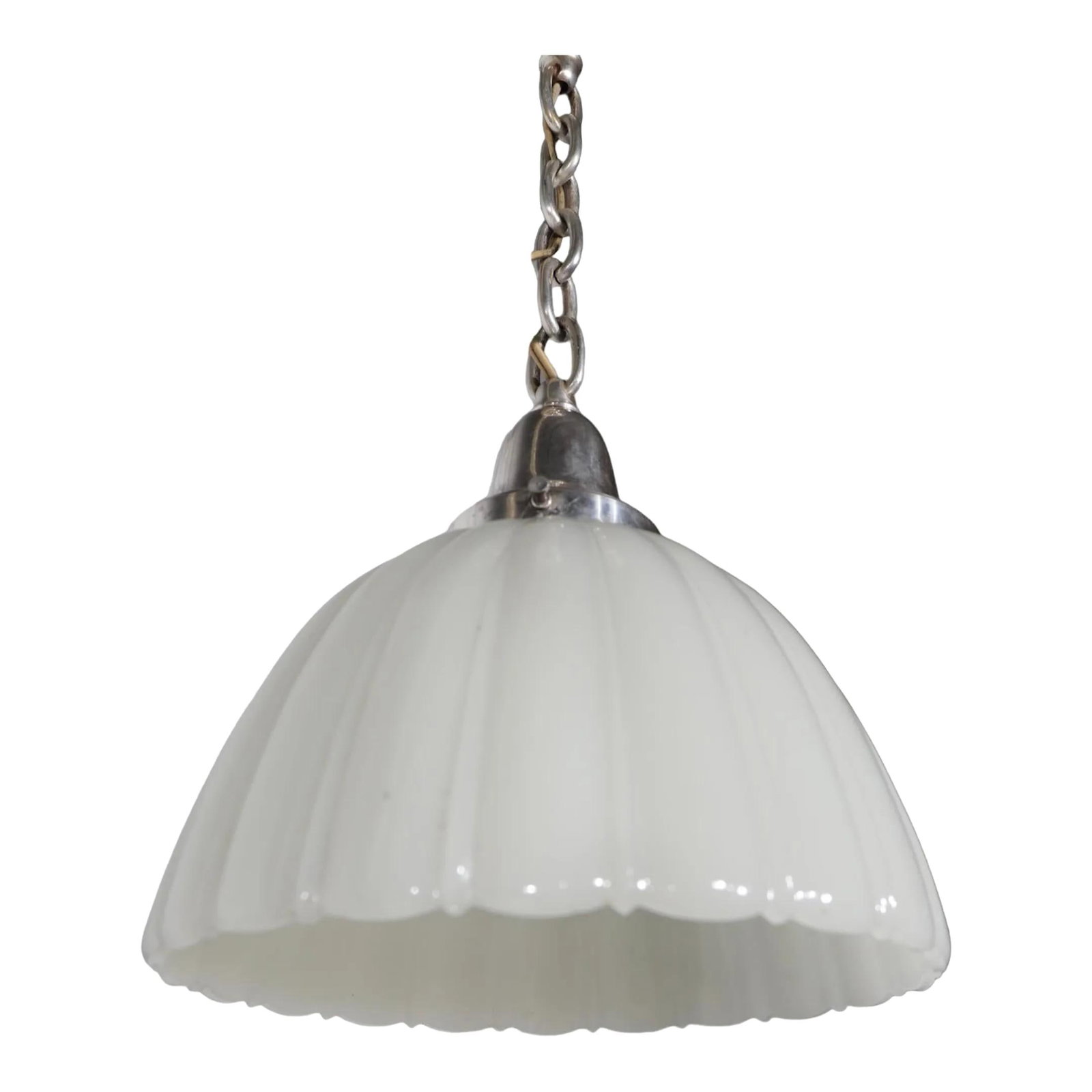 Vintage Industrial Art Deco Hanging Fixture Milk Glass C. 1910-1930 (1 of 10)