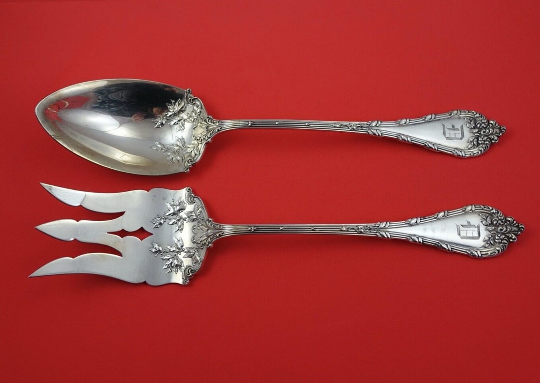 Durgin Madame Royale Sterling Silver Salad Serving Set 2pc 12in: Durgin Madame Royale Sterling Silver Salad Serving Set 2pc 12in Enhance your dining experience with this exquisite 2-piece salad serving set from the Madame Royale pattern by Durgin. Crafted from high