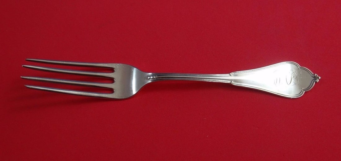 Vanderslice Gothic Sterling Silver Dinner Fork Monogrammed 7 3/4": Vanderslice Gothic Sterling Silver Dinner Fork Monogrammed 7 3/4" This Gothic dinner fork by Vanderslice is crafted from high-quality sterling silver and measures 7 3/4" in length. It features a class