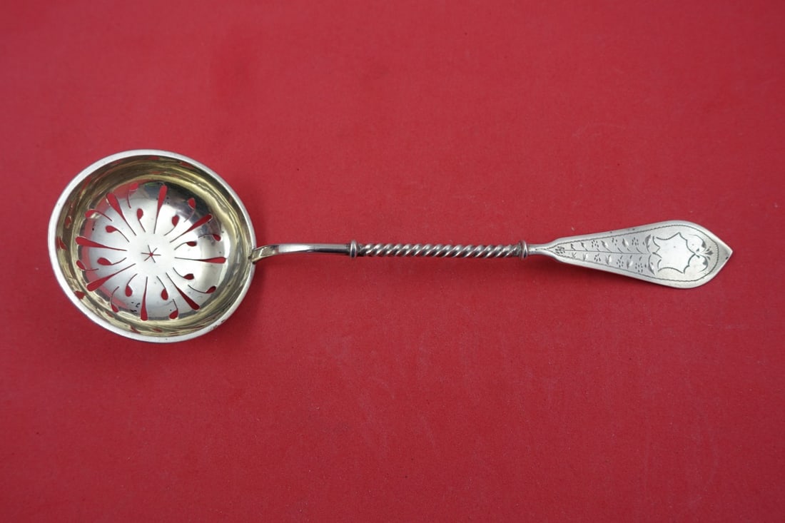 Norwegian .830 Sterling Silver Twisted Sugar Sifter Ladle 7 1/8" (1 of 2)